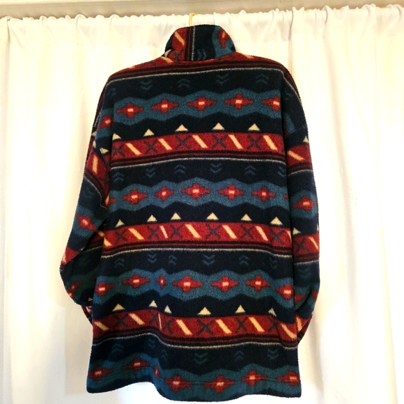 Vintage Bugle Boy 1/4 Zip Fleece Mens Med Aztec Print 90s Y2K - Picture 2 of 6